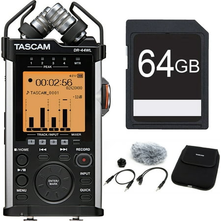 Tascam Portable Recorder with XLR and Wi-fi DR-44WL Accessory Pack Bundle includes DR-44WL Portable Recorder, Accessory Pack and 64GB SDXC Memory Card