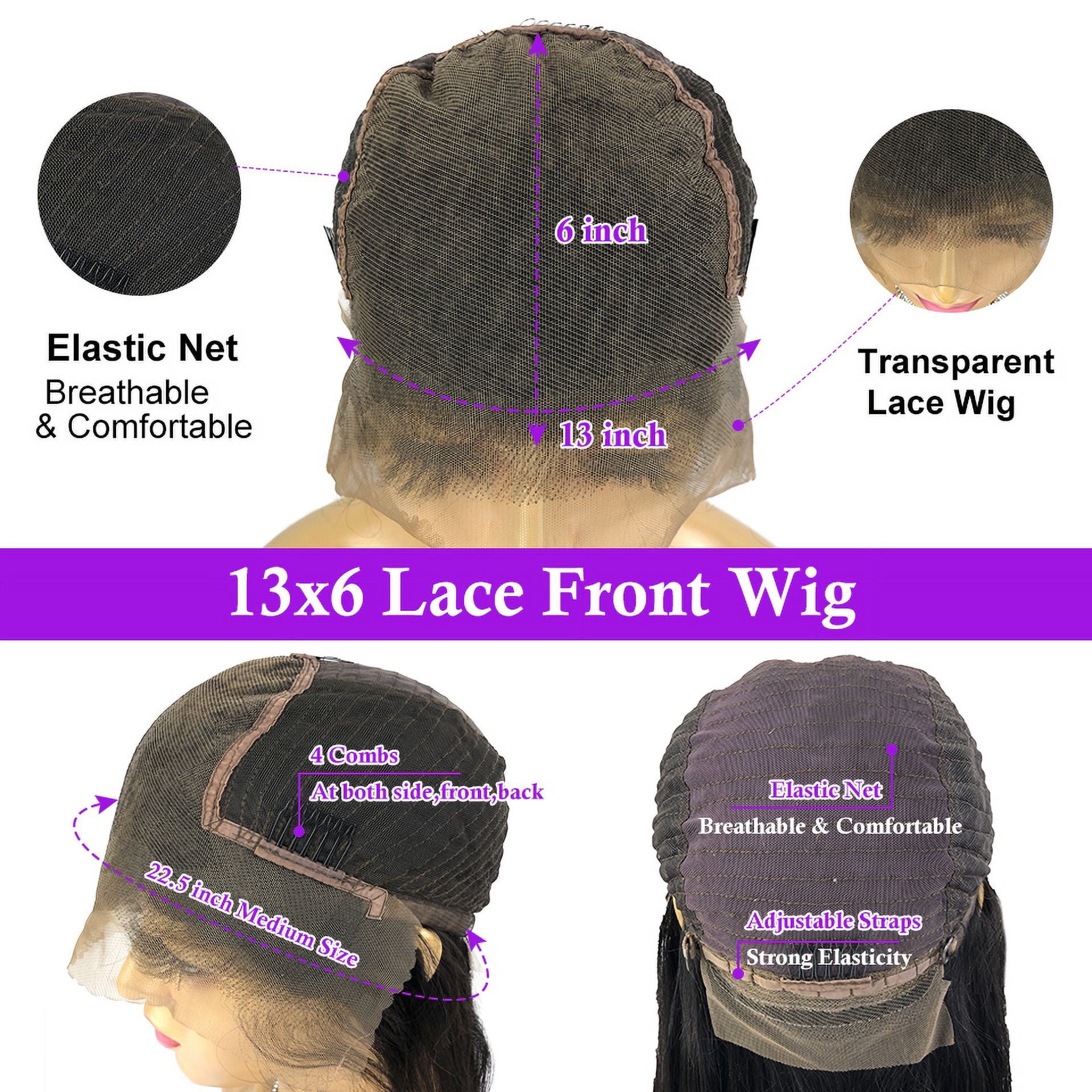 Mscathy 13X6 Kinky Straight Human Hair Lace Front Wig Pre Plucked Natural Black 16 Inch 180% Density Yaki Straight Lace Frontal Wigs For Women