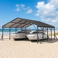 thumbnail image 6 of Heynemo 20x20 ft Metal Carport with Updated Enhanced Base, Heavy Duty Outdoor Carport for Car, Truck, Boat, Tractors, Party, Grey, 6 of 11