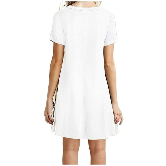 Lindreshi Midi Dresses for Women with Sleeves Fashion Women Casual Short Sleeve Ladies Loose Mini Dress