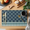 thumbnail image 2 of Placemats Set of 4, Dark Blue Flowers Woven Placemat, Linen Place Mats for Kitchen/Dining Tables, Vintage Rustic Abstract Floral Aesthetic Washable Table Mats for Party, 2 of 8