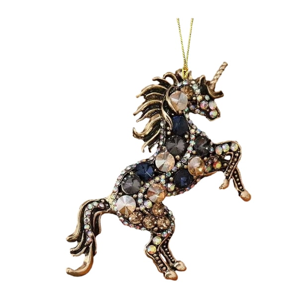 Adornos de caballos para el árbol de Navidad Adorno colgante de caballo de acrílico 2D con brillantes Regalo para mujeres, niñas y amantes de los caballos