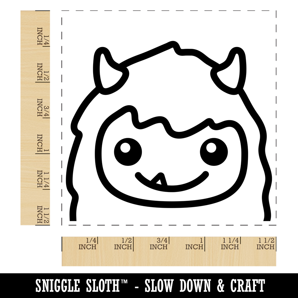 Peeking Yeti Abominable Snowman Self-Inking Rubber Stamp Ink Stamper - Black Ink - Large 1-1/2 Inch