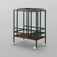 thumbnail image 4 of Inspired Home Carrere Bar Cart Removable Serving Tray Wine Bottle/Stemware Storage Casters, Black/Walnut, 4 of 8