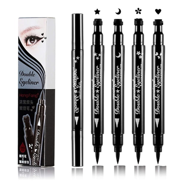LGSZGDCN Sello Delineador de Ojos de Doble Cabeza Alado Sello Delineador de Ojos Impermeable y a Prueba de Manchas 4 Plumas. Perfect Wing Cat Eye Stamp Delineador de ojos líquido de larga duración, hi