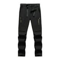 thumbnail image 2 of PiGOGI Men's Outdoor Convertible Pants - Detachable Button & Zipper with Belt, Elastic Waist Long Pants for Hiking & Travel Black XL, 2 of 6