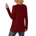 thumbnail image 5 of Lenpel Women's Tunic Tops Soft Casual Long Sleeve Crew Neck Side Split Ribbed Knit T Shirts Loose Lightweight Sweaters with Pockets(Red,X-Large), 5 of 5