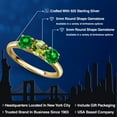 thumbnail image 2 of Gem Stone King 18K Yellow Gold Plated Silver Green Peridot and Green Created Emerald Engagement Ring for Women | 2.23 Cttw | Round 5MM | Gemstone August Birthstone | Size 9, 2 of 6
