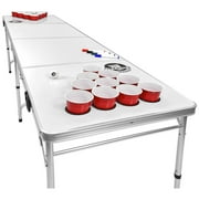 GoPong 8 Foot Portable Folding Pong Tailgate Game Table with 6 Balls, Dry Erase