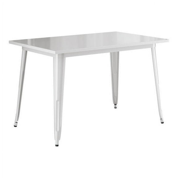 30'' X 48" Rectangular White Metal Restaurant Patio Dining Table For Indoor or Outdoor Use