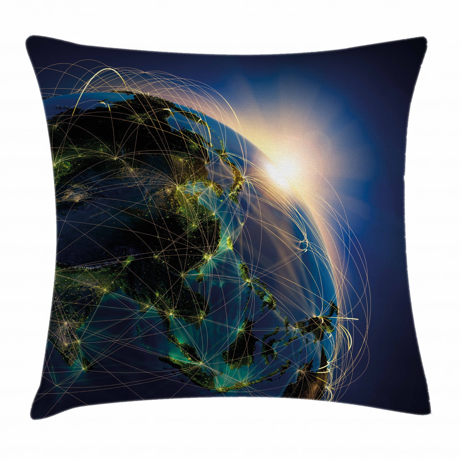 World Throw Pillow Cushion Cover Vivid Globe Of World In Space Covered