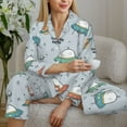 thumbnail image 6 of Pajama Sets for Women 2 Pcs, Spaceship Button Down Long Sleeve Sleepwear Lounge PJ Sets, 6 of 6