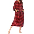 thumbnail image 2 of Avidlove Women Zipper Front Robes 3/4 Sleeve Housecoat Christmas Plaid Full Length Loungewear Dress with Pocket Long Nightgown Sleepwear Bathrobes, 2 of 4