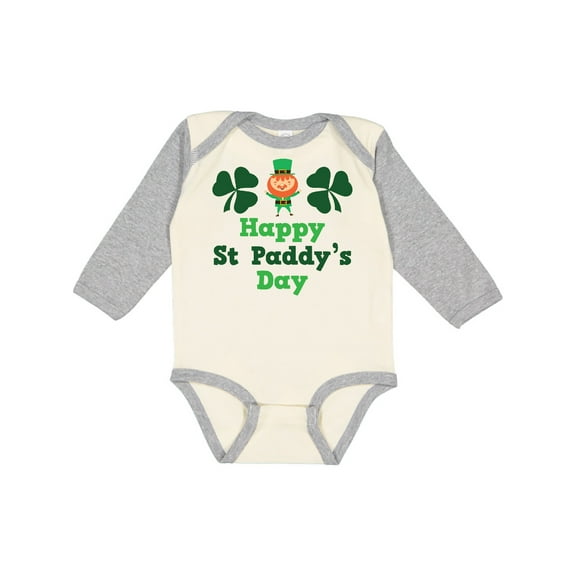 Inktastic Happy St Paddy's Day Boys or Girls Long Sleeve Baby Bodysuit
