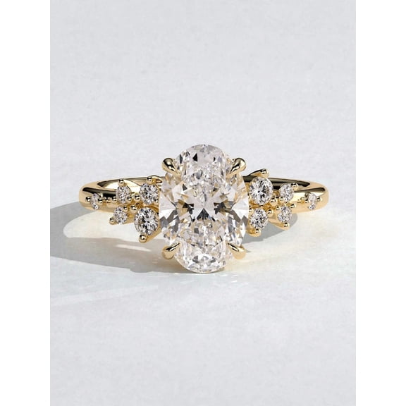 Brilliaura 2.9 CT Oval Lab Grown Diamond Nature Inspired Engagement Ring for Women 10k Yellow Gold Ring Size 4