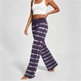 thumbnail image 4 of HomeDM Pants for Women Wide Leg Tie-Dye Striped Pants with Pockets Purple Drawstring Lounge Trousers for Athletic Work Size L, 4 of 7