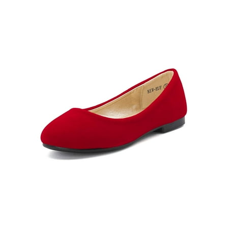 

Dream Pairs Girls Dress Shoes Slip on Ballerina Flats（Toddler/Little Kid/Big Kid MUY RED/SUEDE Size 11