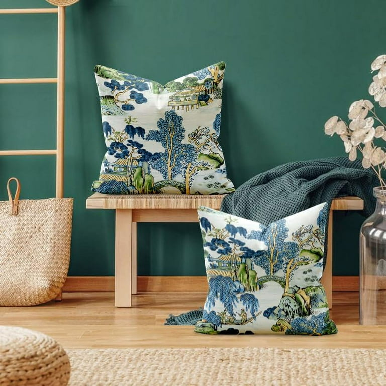 Chinoiserie Pillow Covers 18x18 Set of 2 Pillow Covers Outdoor Decorative Linen Pillow Covers for Couch Bed Sofa Cushion Farmhouse Pillowcases Walmart