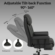 Ninecer High Back Executive Office Chair, Big and Tall PU Leather Office Chair, Heavy Duty Computer Desk Chair, Reclining Office Chair with Footrest 400lbs, Black