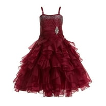 Ekidsbridal Elegant Stunning Rhinestone Organza Layers Flower Girl Dress Junior Bridesmaid Recital Easter Holiday Gown Birthday Girl Dress Communion Formal Clothing Baptism 164s Apple Red 14