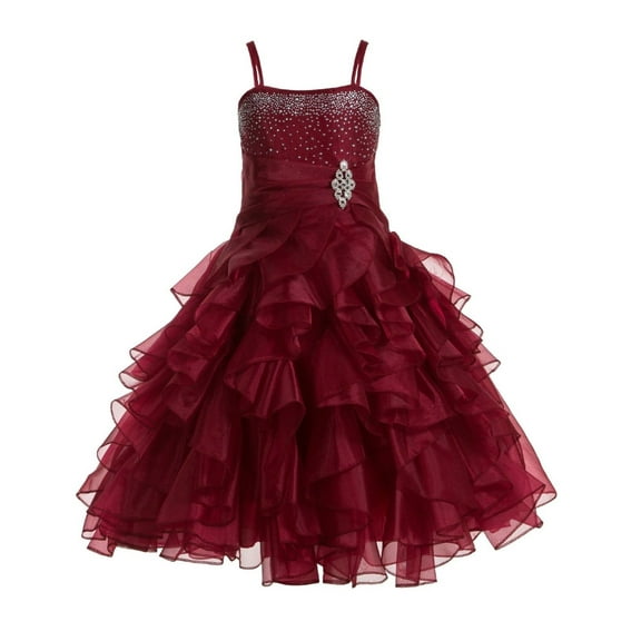 Ekidsbridal Wedding Satin Ruffles Organza Flower Girl Dress Elegant Pageant Birthday Junior Bridesmaid Pretty Princess 164S 16