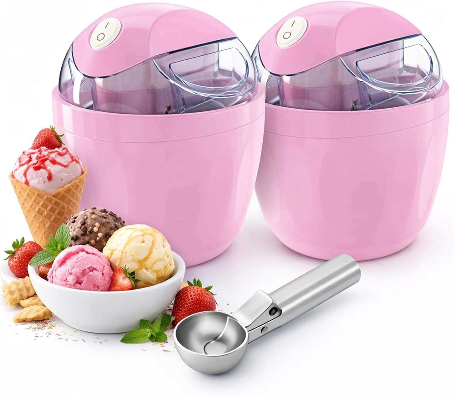 2026 Mini Ice Cream Maker 1QT with Easy-Lock Lid, 15-Min Frozen Yogurt Sorbet Gelato Maker for Healthy Homemade Dessert, Small Home Appliance