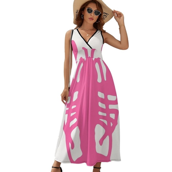 Pink Lobster Dress Fashion Boho Beach Long Dresses Female Party Printed Maxi Dress