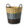 thumbnail image 4 of Fenull Plastic storage basket, laundry basket, plastic woven basket for toys with hollow handles yellow color matching (folded delivery) large,Laundry basket, 4 of 9