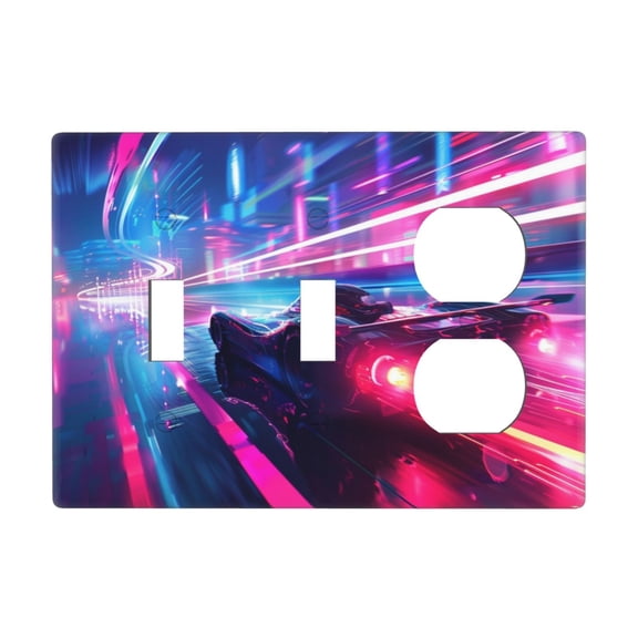 Neon Racing Switch Cover Decorative Wall Plate 3-Gang 2-Toggle 1-Duplex Standard Size