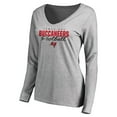 thumbnail image 2 of Women's Ash Tampa Bay Buccaneers Iconic Collection Script Assist Long Sleeve V-Neck T-Shirt, 2 of 3