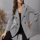 thumbnail image 4 of Pntutb Mujer Spring Swing Bird Check Solapa Dos Botones Chaqueta De Manga Larga Flash Picks Pntutb Pntutb-4687, 4 of 9