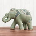 thumbnail image 4 of NOVICA Handmade Celadon Ceramic Sculpture of Elephant from Thailand 'Prestigious Elephant', 4 of 8
