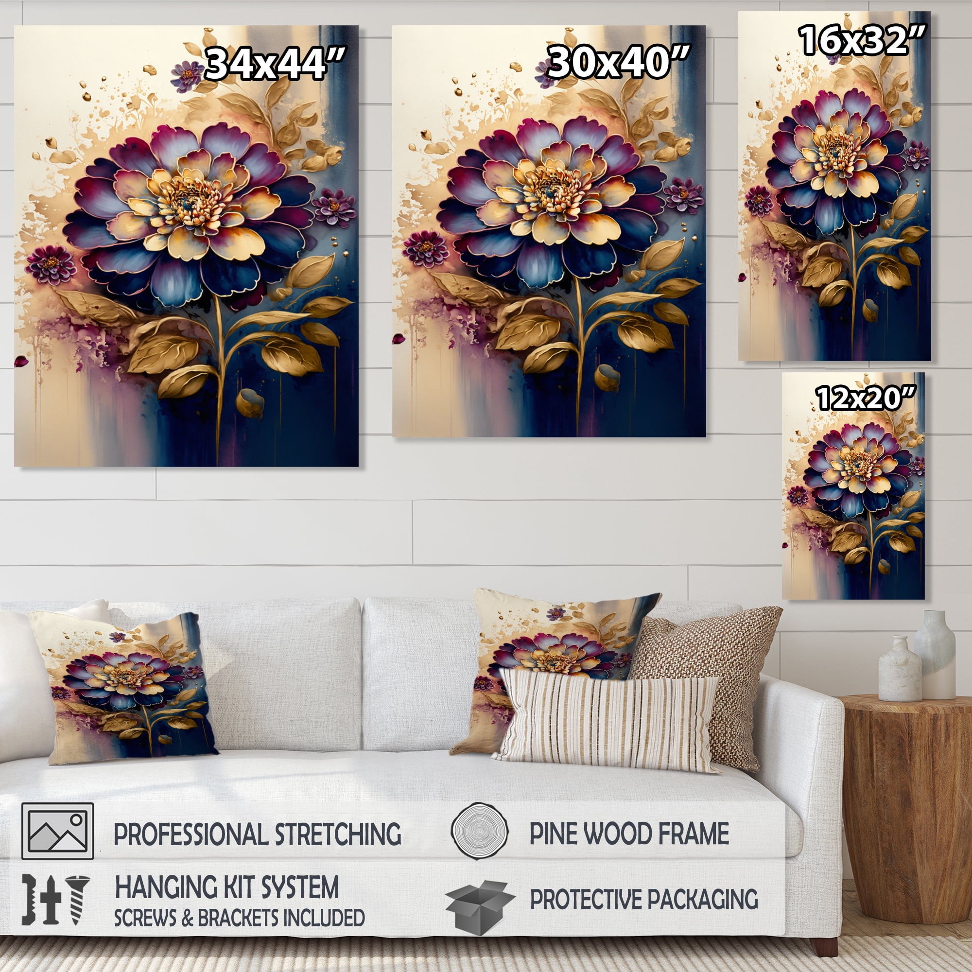 Designart Night Shade Zinnia Floral Design I Canvas Wall Art