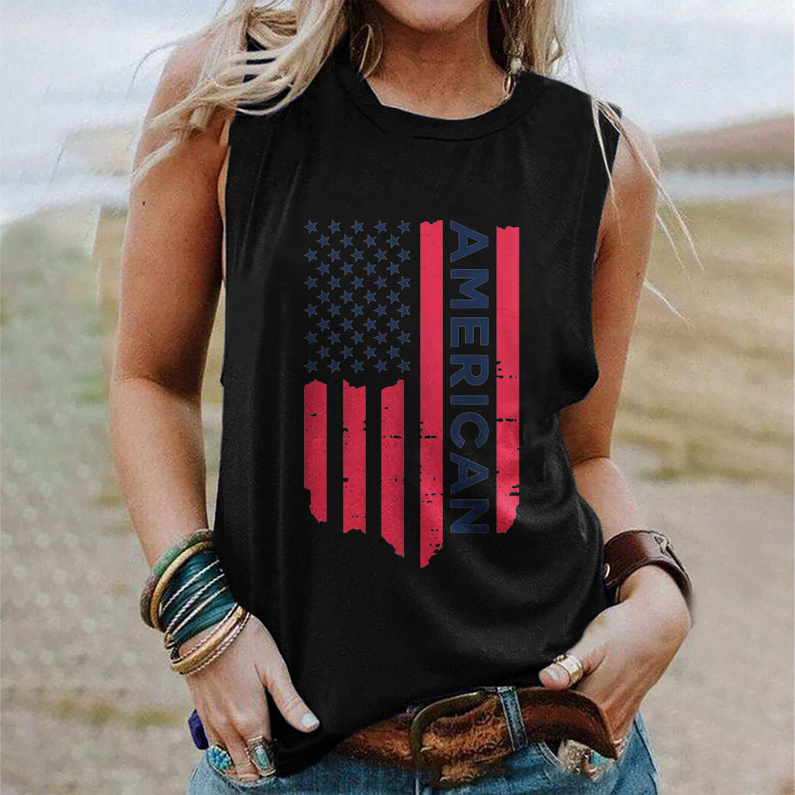 2021 USA Flag Tank Tops for Women 4th of July Tank Tops Shirts Loose Sleeveless Stars Stripes Patriotic Tee Camisole 
