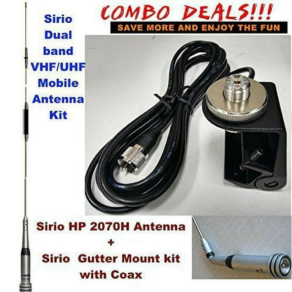 Sirio HP 2070R VHF/UHF Dual Band Mobile antenna with Gutter Mount Kit