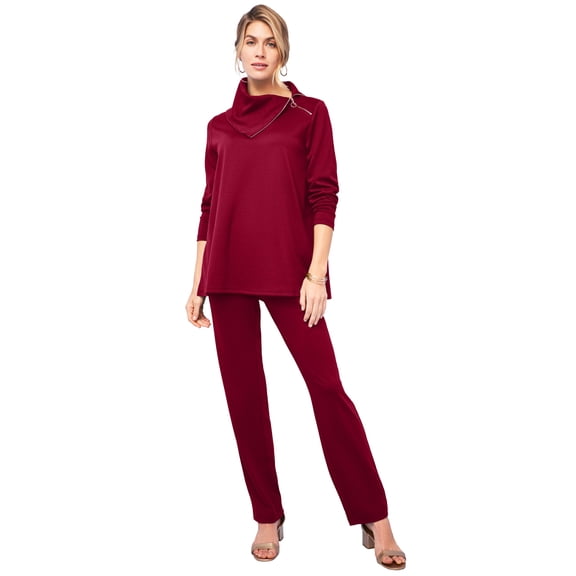 Jessica London Women's Plus Size Ponte Split Neck 2-Piece Set