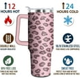 thumbnail image 4 of 40oz Tumbler with Handle and Straw, Stainless Steel Insulated Travel Mug, Leak Proof Lid Straw Cover, Reusable Cold Hot Drinkware for Adults, Dishwasher Safe Coffee Cup, Leopard Print, 4 of 6
