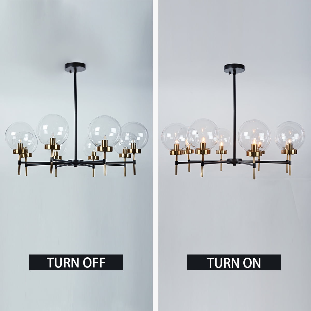 Glass Globe Round Chandelier, Camryn Glass Globe Round Chandelier (36")