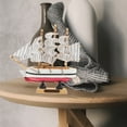 thumbnail image 2 of Miangastore Wooden Sailboat Ornament Mediterranean Style Sailboat Model Wooden Craft Home Table Decoration (Random Color and Letters), 2 of 8