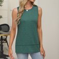 thumbnail image 6 of Tank Tops for Women under $5 Plus Size Clearance Sleeveless Solid Color Round Neck Loose Casual Slit Top Army Green XXL, 6 of 6
