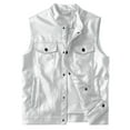 thumbnail image 2 of Gubotare Men's Vest Outerwear Pocket Button Stand Up Collar Lunch Break Leather Leather Vest Vest Coat Jacket (White, XXL), 2 of 4