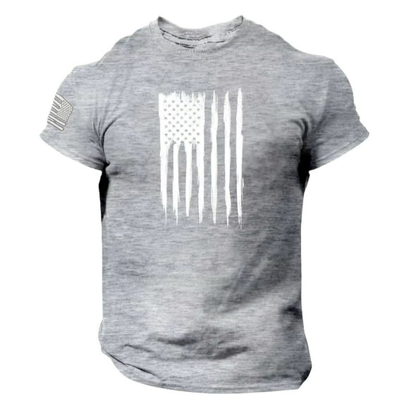 2025 Men T-Shirts, Men's Tops, Tees & Shirts Summer Men's Us Flag Cropped T Shirts for Men Logo Casual Fitness 3D Blank T Shirts Printed Short Sleeved T Mens
