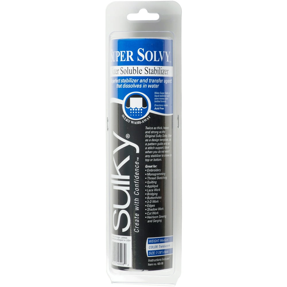 Sulky Super Solvy WaterSoluble Stabilizer Roll7.875"X9yd Walmart