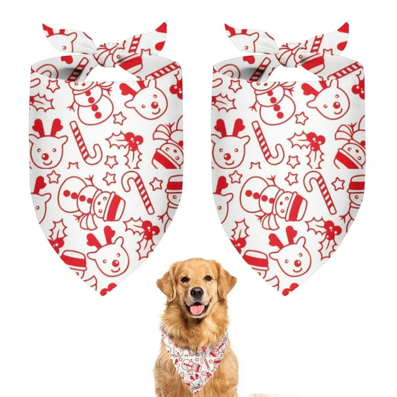 Dog Bandana 2 Pack,Red Christmas Snowman Pattern Bandanas for Dogs,Cat Bandana,Small/ Large Dog Bandana 2 Size,Dog Bandanas Girl Boy