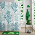 thumbnail image 5 of Turquoise Gray Coral Pattern Shower Curtain Set with Hooks, Tropical Ocean Summer Waterproof Fabric Bathroom Curtains Decor Home Accessories,72 X 84 Inch Extra Long, 5 of 9
