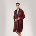 thumbnail image 6 of JTieacloth Men's Nightgown Male Robe Satin Bathrobe With Shorts Set Pajamas Silky Kimono Robe Red, 6 of 6