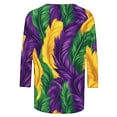 thumbnail image 5 of successthop Mardi Gras Womens Plus Size Tops 3/4 Sleeve with Crew Neck Polyester Casual Mask Printed Mardi Gras Celebrations Blouse Tops for Mardi Gras Event Purple XL, 5 of 5