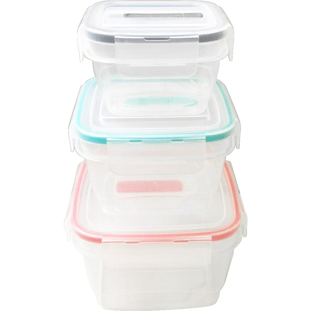 Square Food Storage Container Set Food Storage With Clip Vented Lid Set Of 3