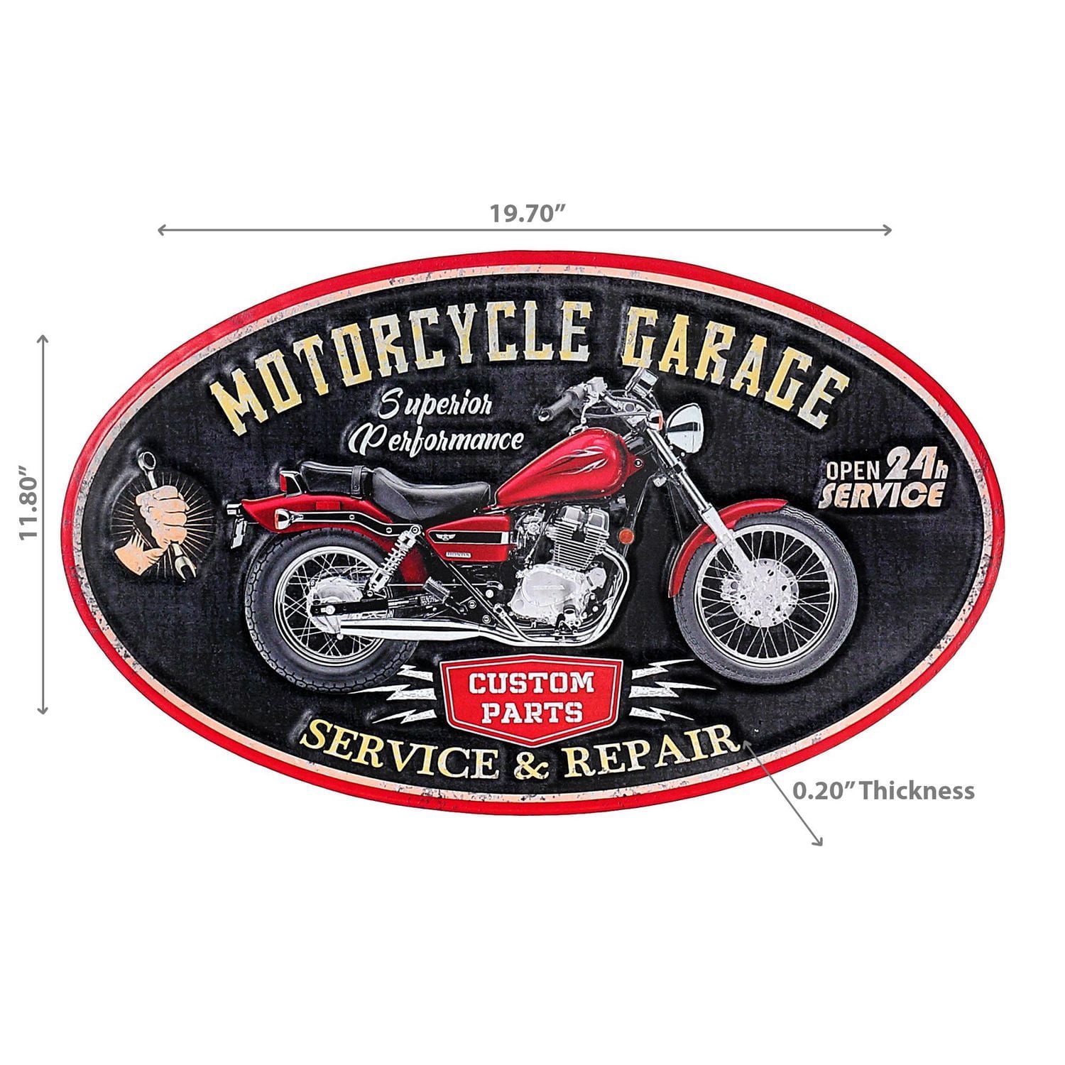 IH Casa Decor Embossed Oval Metal Sign Motorcycle Garage