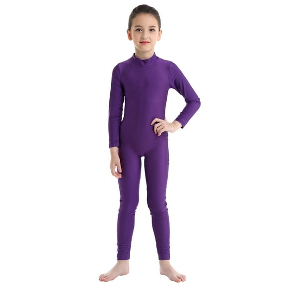 Hansber Kids Girls Ballet Leotards Costume Gymnastics Leotard Jumpsuit Unitard Dance Performance Wear Purple 15-16